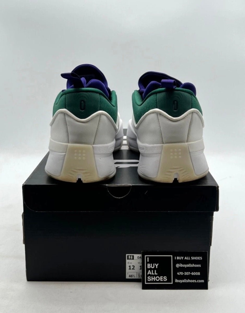 adidas Dame 9 Milwaukee Bucks 12 (Moderately Worn Pre-Owned)adidasCloud White/Core Black/Collegiate Green - Image 3