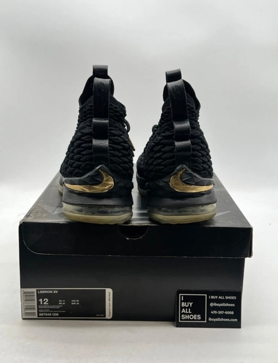 Nike LeBron 15 Black Gold 12 (Lightly Worn Pre-Owned)NikeBlack/Black-Metallic Gold - Image 3