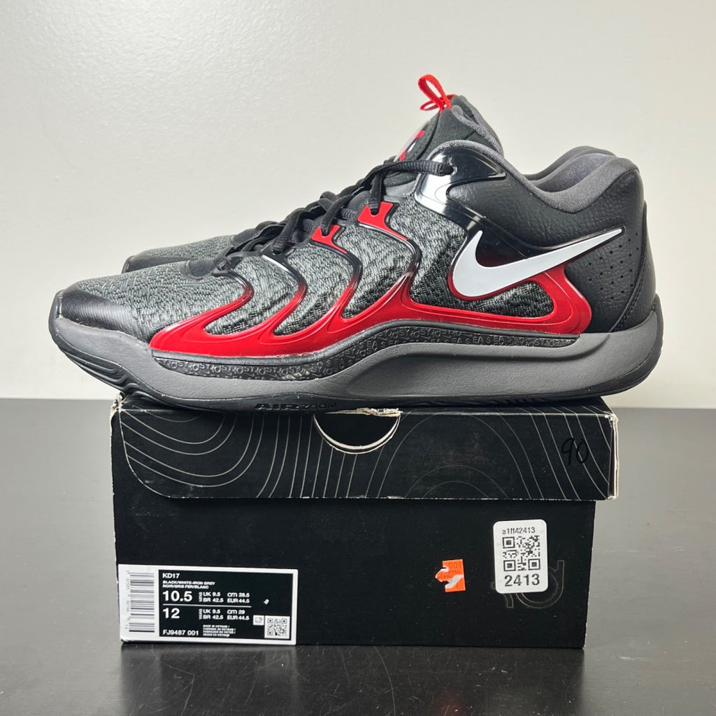 Nike KD 17 Late Night 10.5 (Lightly Worn Pre-Owned)NikeBlack/White/Iron Grey/University Red - Image 3