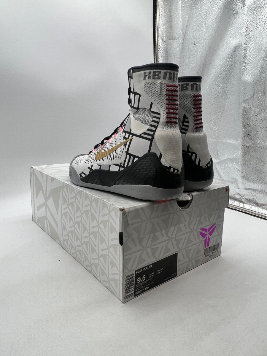 Nike Kobe 9 Elite Gold Fundamentals 9.5 (Lightly Worn Pre-Owned)NikeWhite/Metallic Gold-Black - Image 4