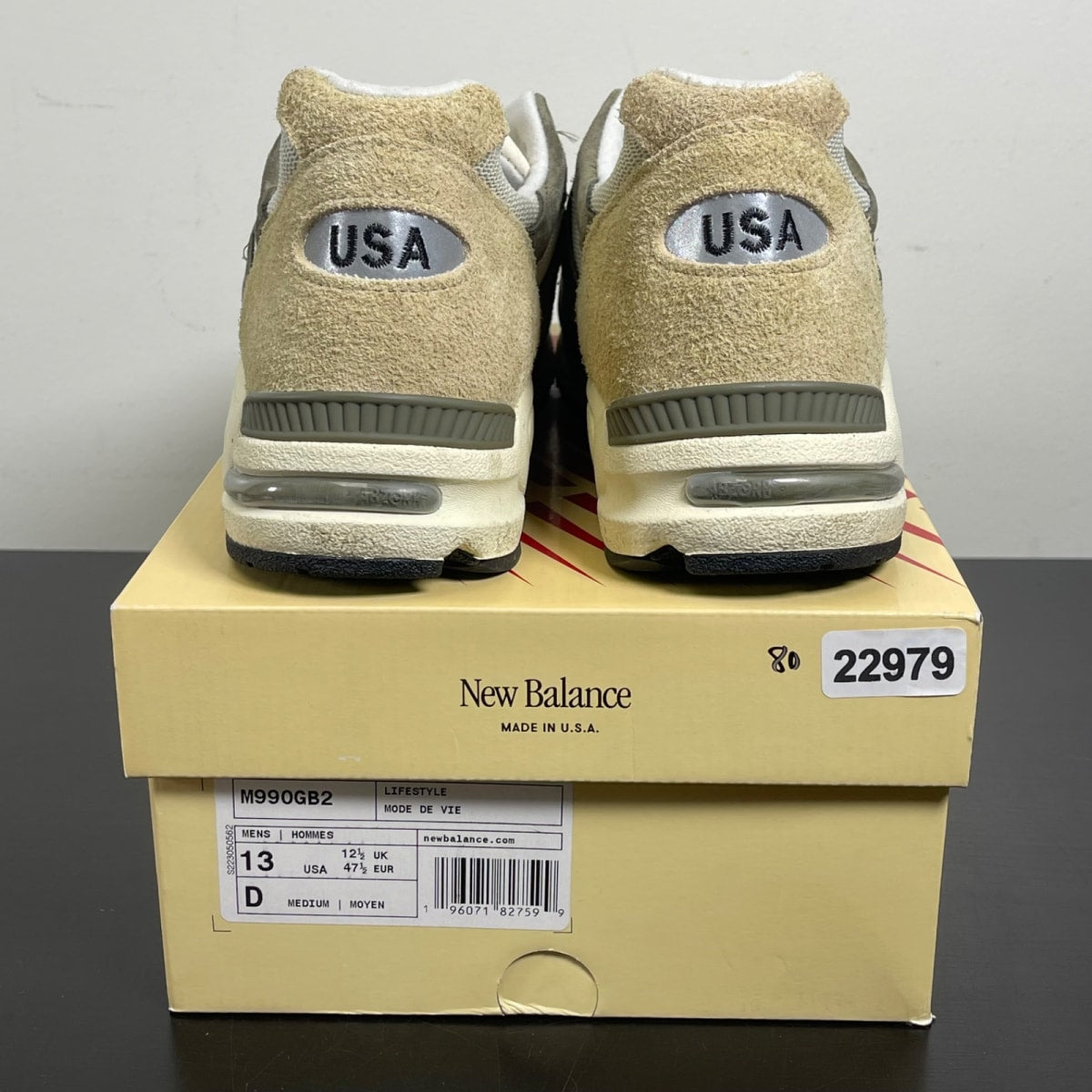 New Balance 990v2 MiUSA Grey Tan 13 (Moderately Worn Pre-Owned)New BalanceGrey/Tan - Image 4