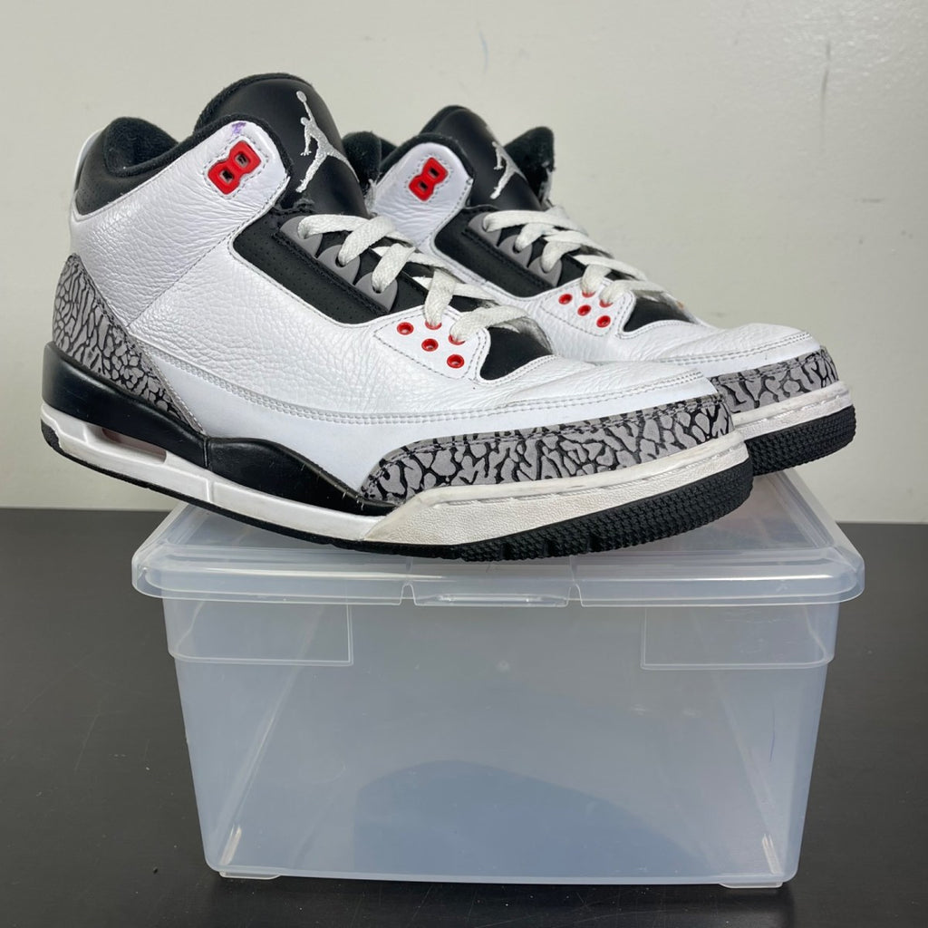 Jordan 3 Retro Infrared 23 10.5 (Moderately Worn Pre-Owned)JordanWhite/Cement Grey-Infrared 23-Black - Image 1