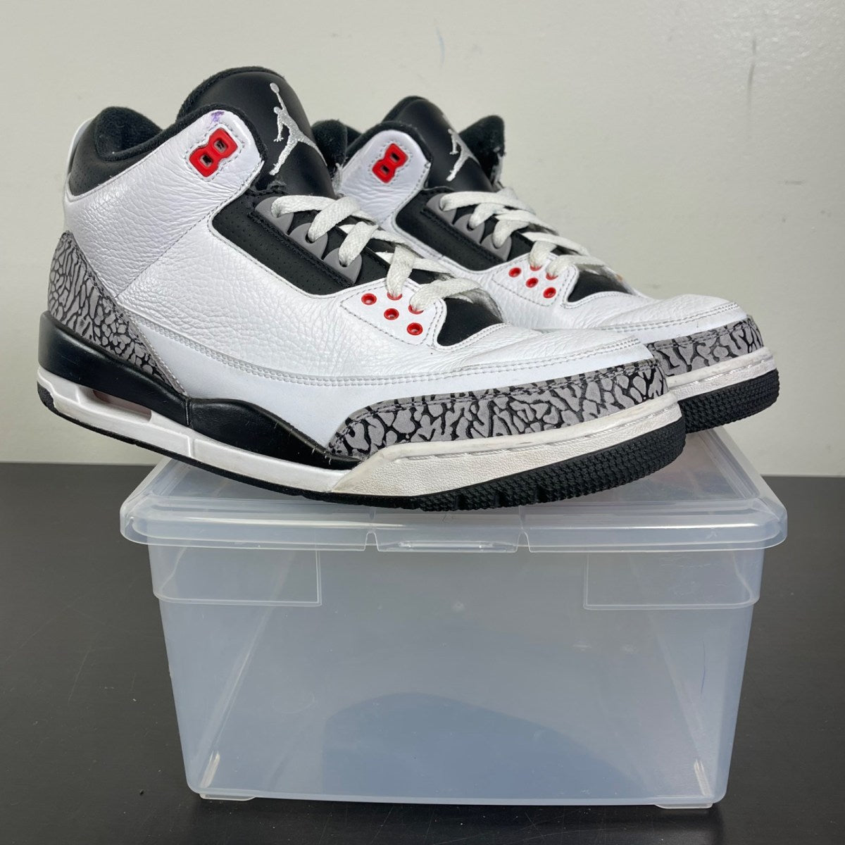 Jordan 3 Retro Infrared 23 10.5 (Moderately Worn Pre-Owned)JordanWhite/Cement Grey-Infrared 23-Black - Image 1