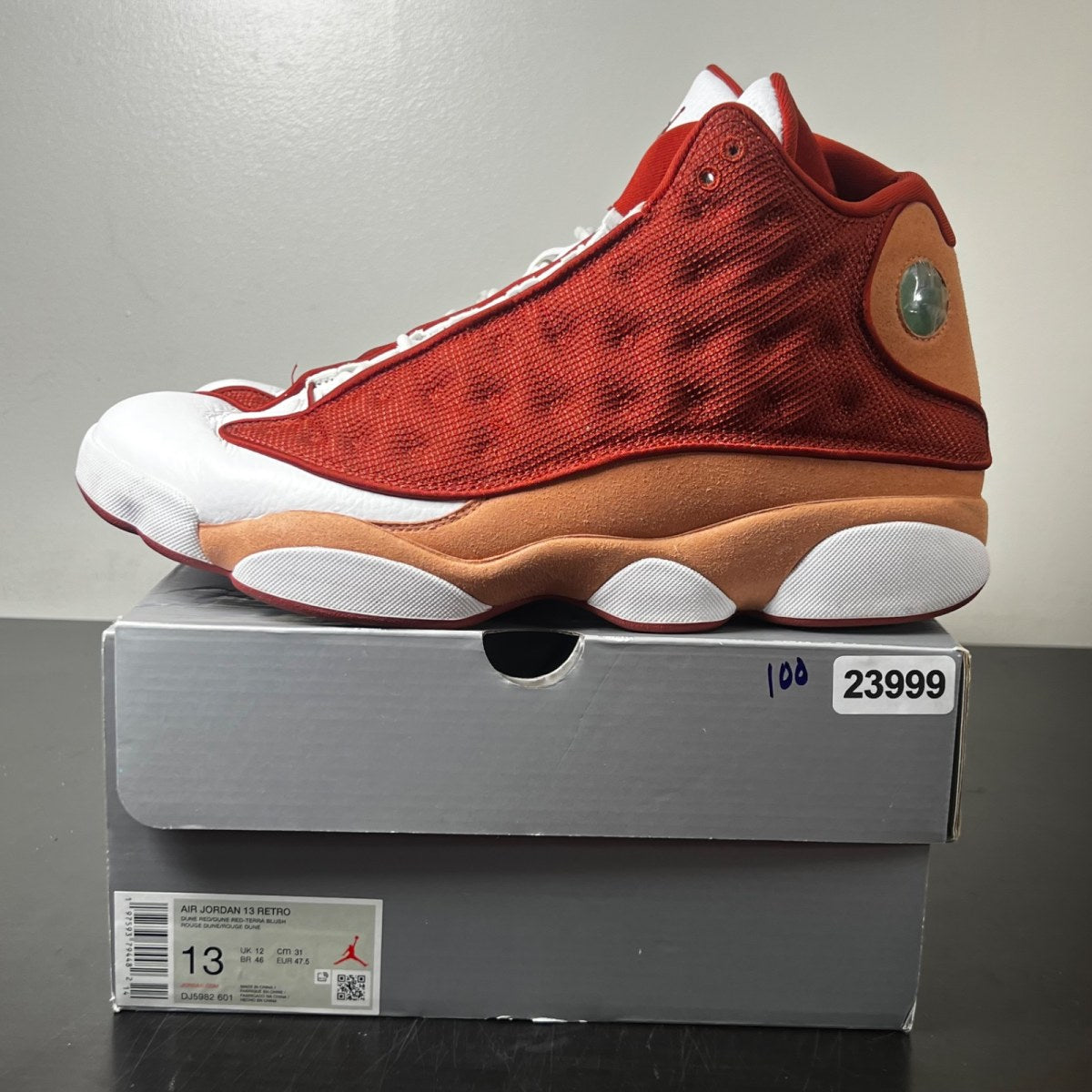 Jordan 13 Retro Dune Red 13 (Moderately Worn Pre-Owned)JordanDune Red/Dune Red/Terra Blush/White - Image 3