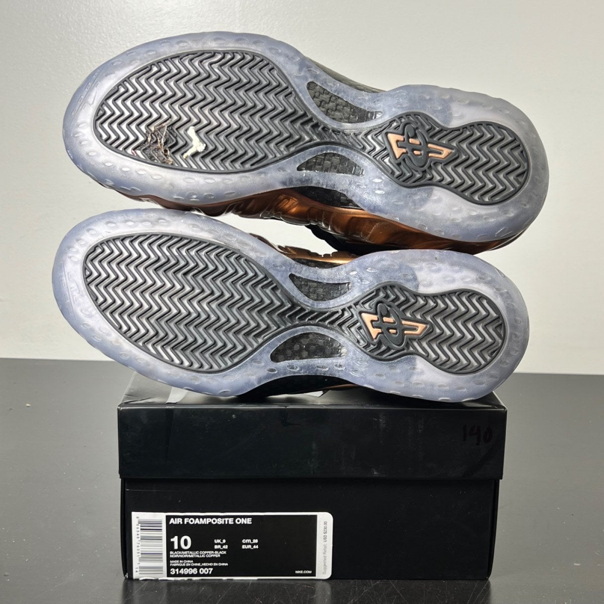 Nike Air Foamposite One Copper (2017) 10 (Lightly Worn Pre-Owned)NikeMetallic Copper/Metallic Copper-Black - Image 6