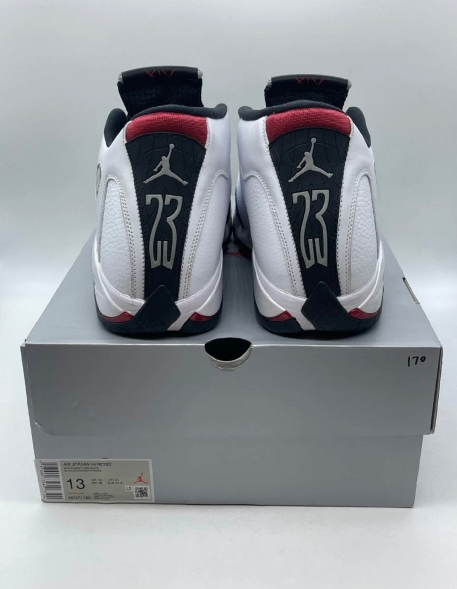 Jordan 14 Retro Black Toe (2024) 13 (Lightly Worn Pre-Owned)JordanWhite/Varsity Red/Black/Metallic Silver - Image 3