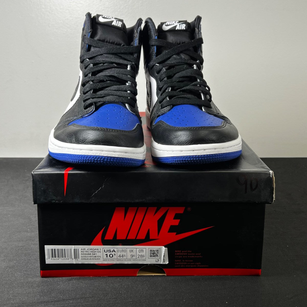 Jordan 1 Retro High Royal Toe 10.5 (Lightly Worn Pre-Owned)JordanBlack/White-Game Royal-Black - Image 2