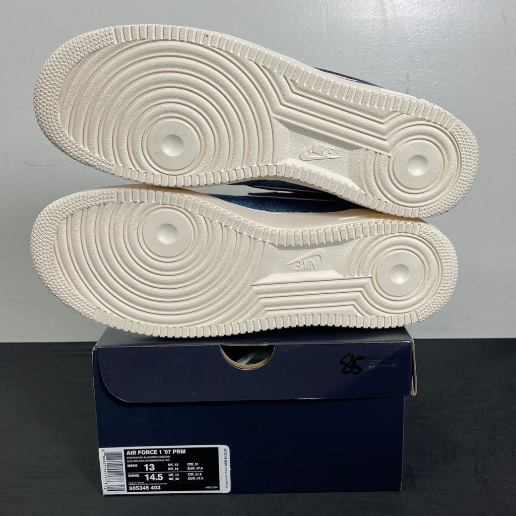 Nike Air Force 1 Low 3x1 Denim Stonewash 13 (Moderately Worn Pre-Owned)NikeStonewash Blue/Dark Obsidian-Summit White - Image 5