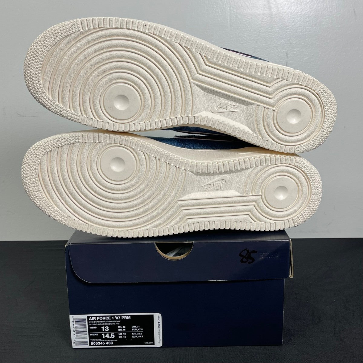 Nike Air Force 1 Low 3x1 Denim Stonewash 13 (Moderately Worn Pre-Owned)NikeStonewash Blue/Dark Obsidian-Summit White - Image 5