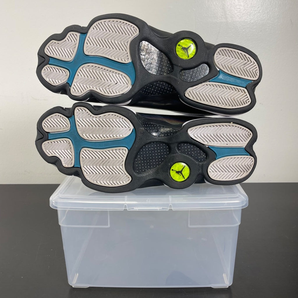 Jordan 13 Retro Barons Hologram 10 (Moderately Worn Pre-Owned)JordanWhite/Tropical Teal-Black-Wolf Grey - Image 5