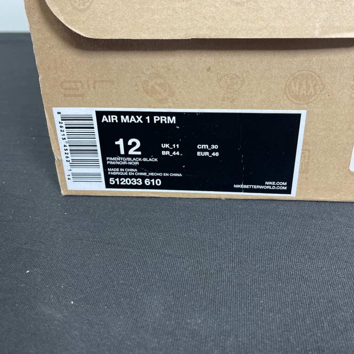 Nike Air Max 1 Pimento 12 (Moderately Worn Pre-Owned)NikePimento/Black-Black - Image 7