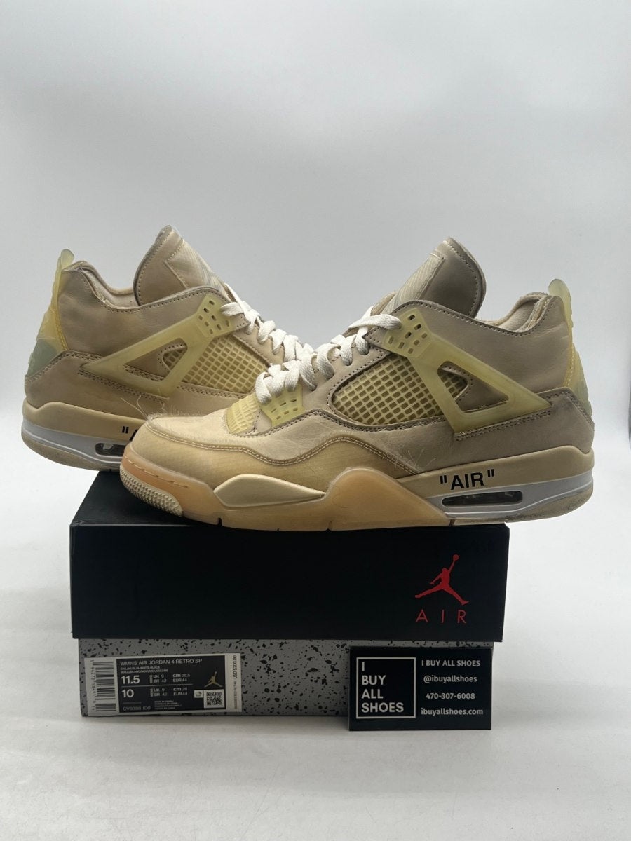 Jordan 4 Retro Off-White Sail (Women's) 11.5W (Moderately Worn Pre-Owned) - Image 1