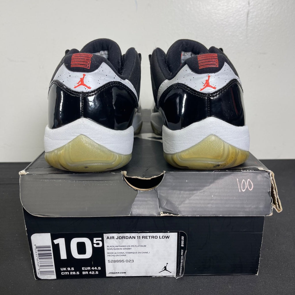 Jordan 11 Retro Low Infrared 10.5 (Moderately Worn Pre-Owned)JordanBlack/Infrared 23-Pure Platinum - Image 4