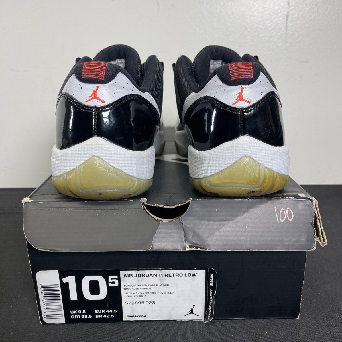 Jordan 11 Retro Low Infrared 10.5 (Moderately Worn Pre-Owned)JordanBlack/Infrared 23-Pure Platinum - Image 4