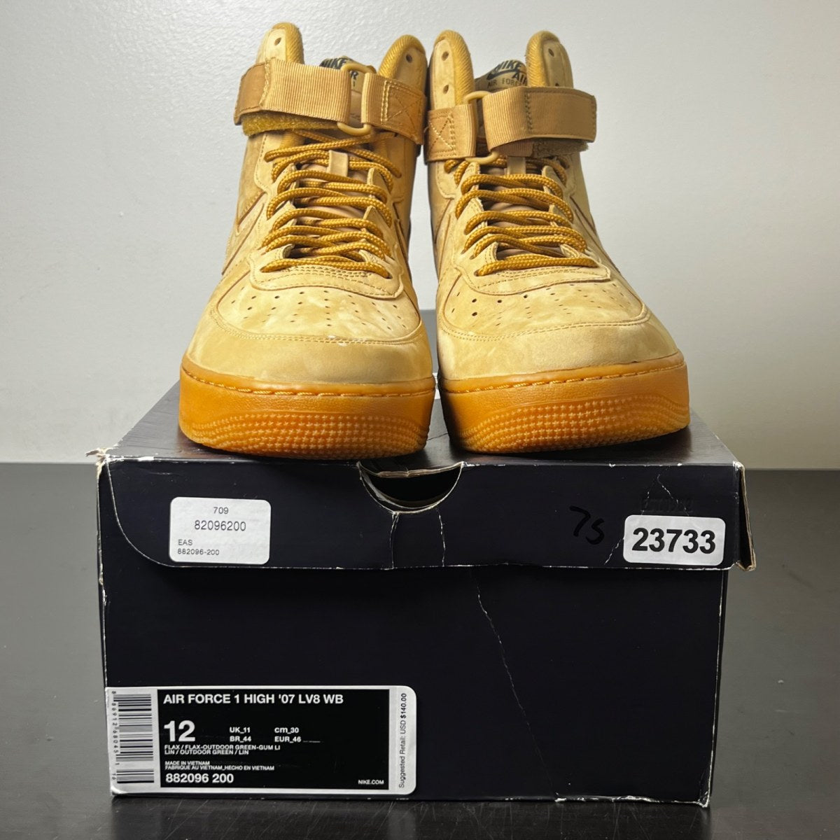 Nike Air Force 1 High Flax (2018) 12 (Moderately Worn Pre-Owned)NikeFlax/Flax-Outdoor Green-Gum Light Brown - Image 2