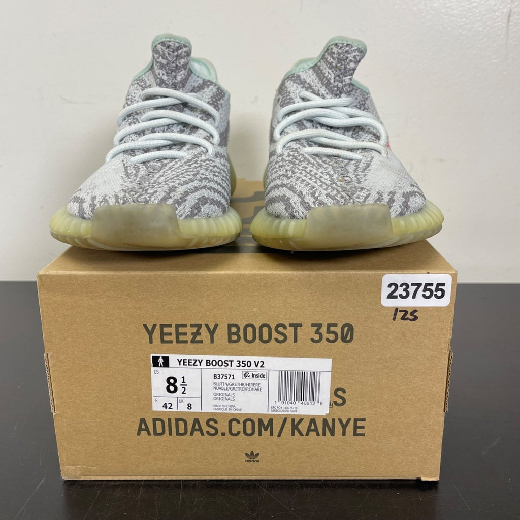 adidas Yeezy Boost 350 V2 Blue Tint 8.5 (Moderately Worn Pre-Owned)adidasBlue Tint/Grey Three/High Risk Red - Image 2