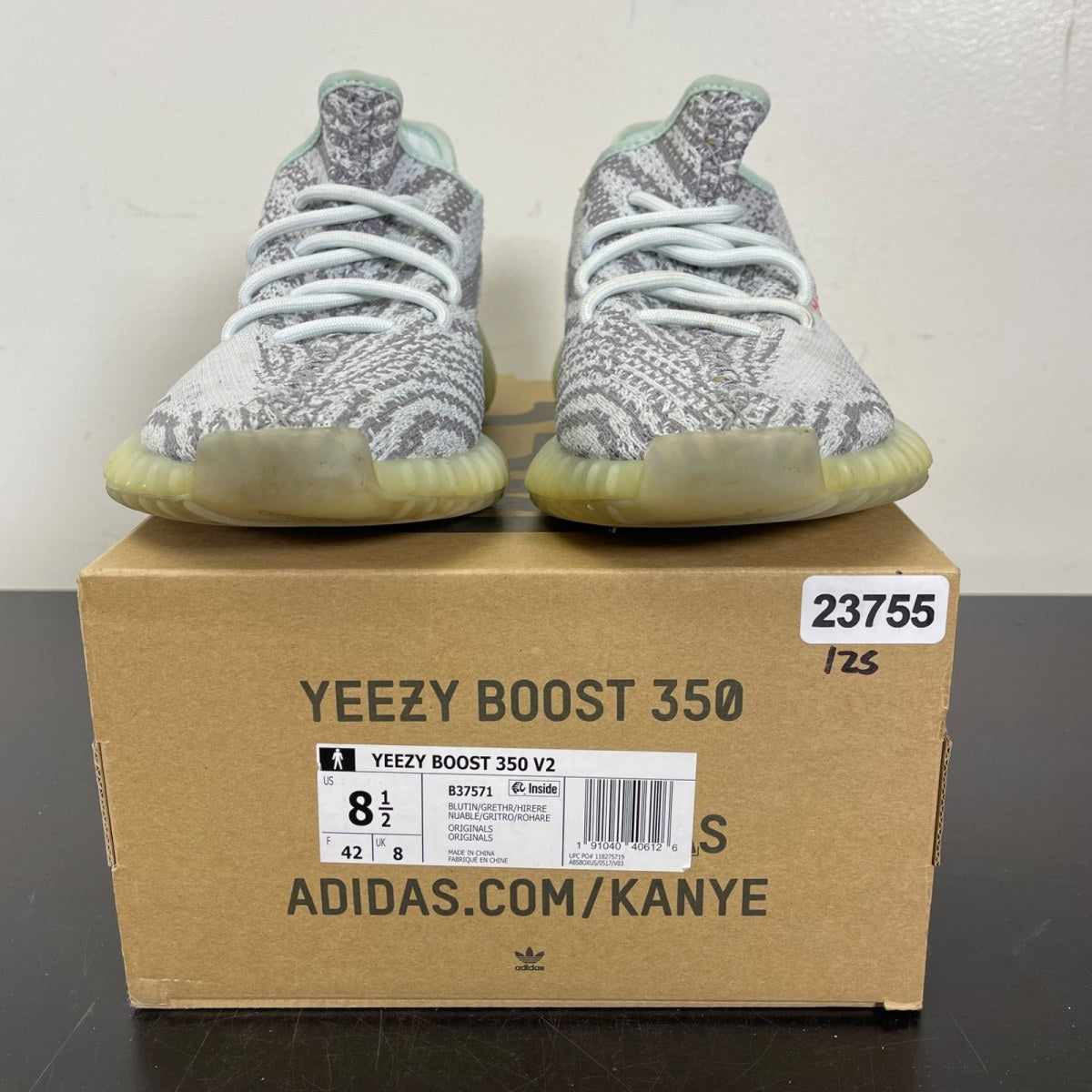 adidas Yeezy Boost 350 V2 Blue Tint 8.5 (Moderately Worn Pre-Owned)adidasBlue Tint/Grey Three/High Risk Red - Image 2