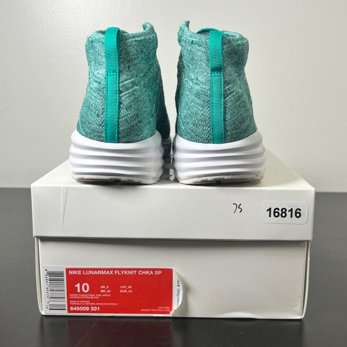 Nike Lunar Max Flyknit Chukka Hyper Turquoise 10 (Lightly Worn Pre-Owned)NikeHyper Turq/Atomic Teal-White - Image 5
