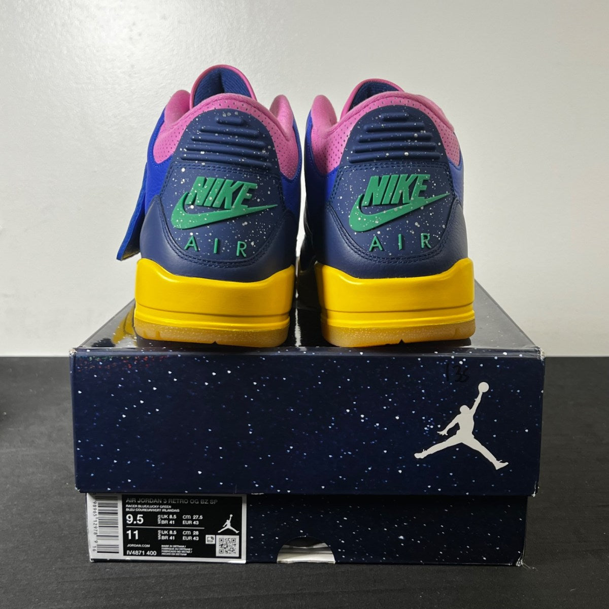Jordan 3 Retro Brazil 9.5 (Lightly Worn Pre-Owned)JordanRacer Blue/Lucky Green/Blue Void/Varsity Maize - Image 5
