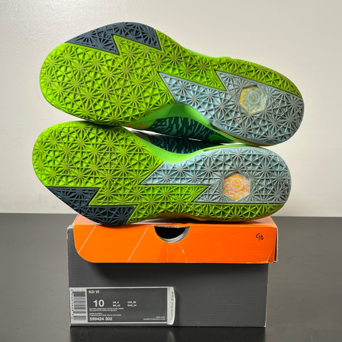 Nike KD 6 Liger 10 (Lightly Worn Pre-Owned)NikeElectric Green/Night Factor-Atomic Orange - Image 6