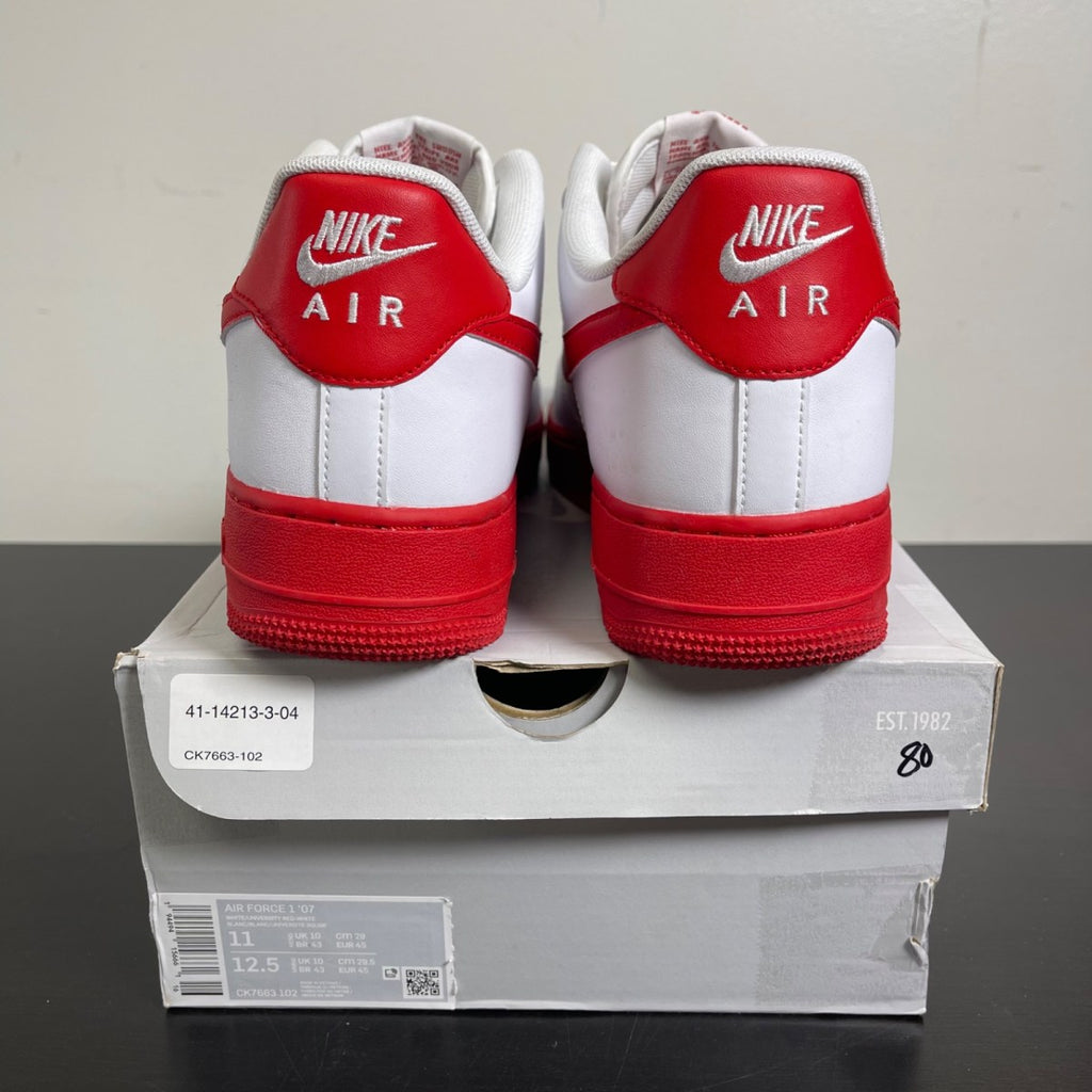 Nike Air Force 1 Low White Red Midsole 11 (Moderately Worn Pre-Owned)NikeWhite/University Red-White - Image 4