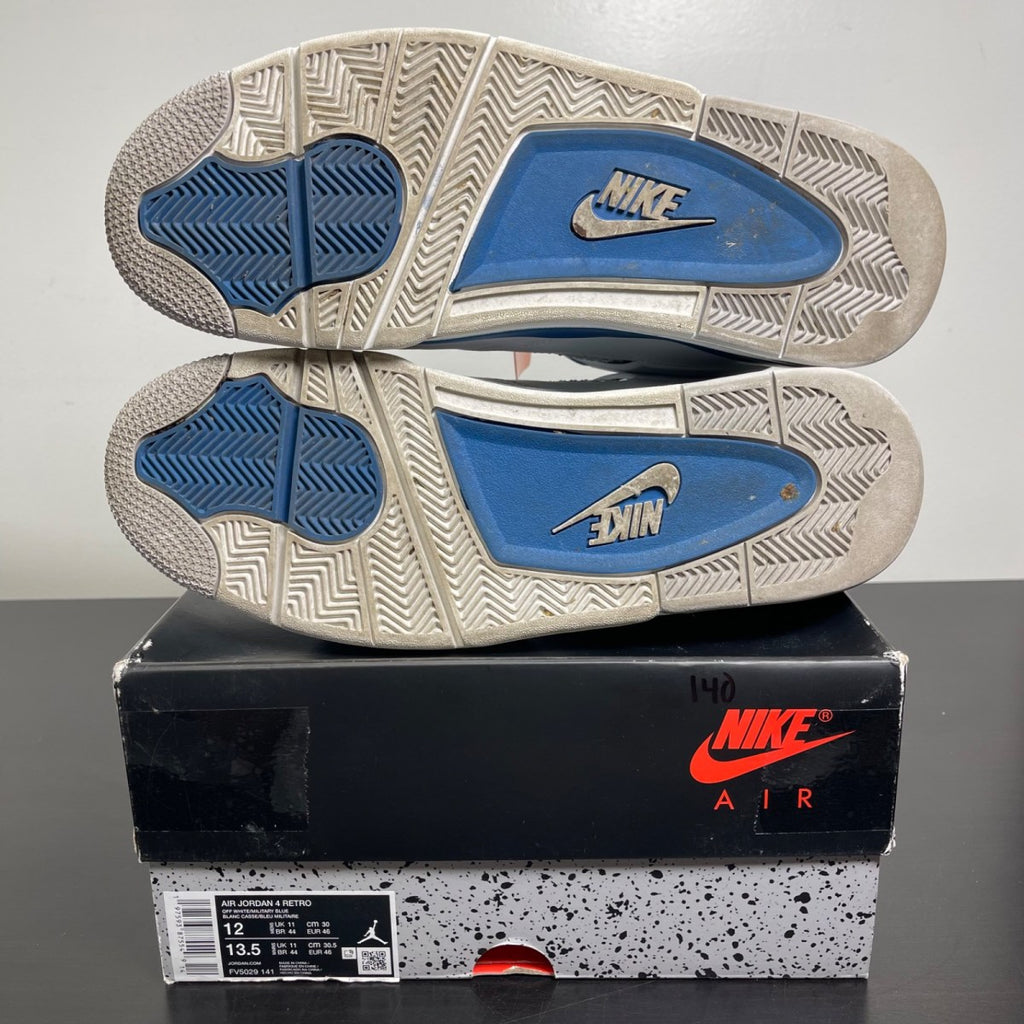 Jordan 4 Retro Military Blue (2024) 12 (Moderately Worn Pre-Owned)JordanOff-White/Military Blue/Neutral Grey - Image 5