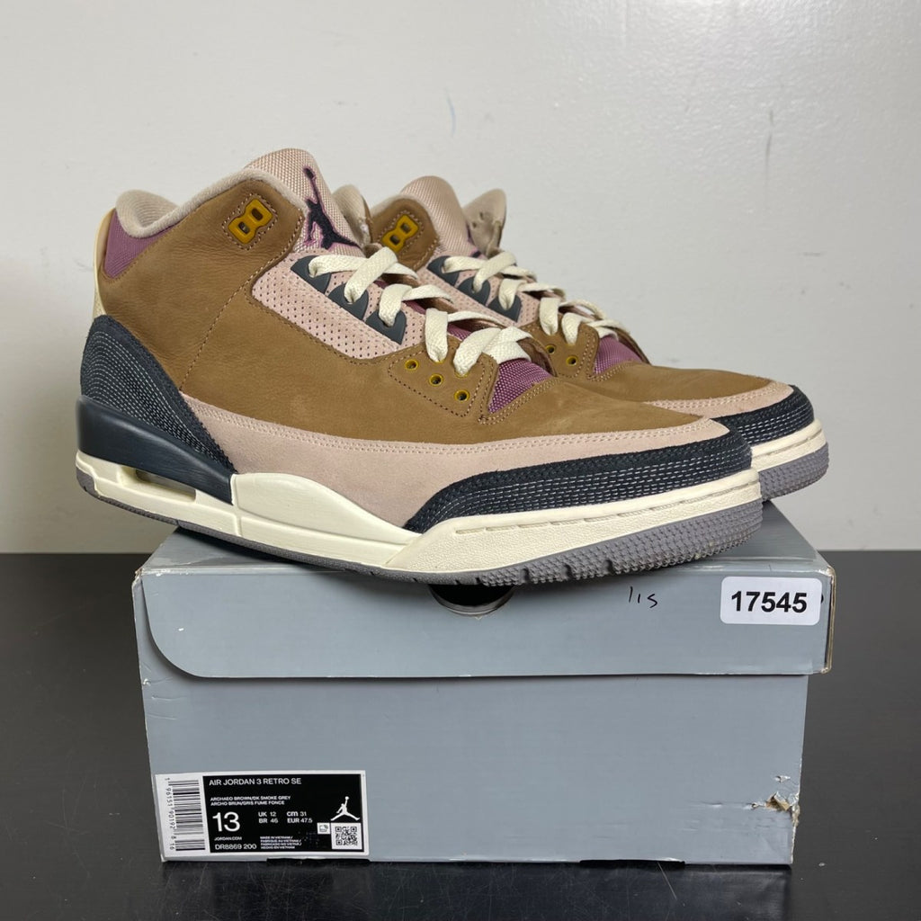 Jordan 3 Retro Winterized Archaeo Brown 13 (Moderately Worn Pre-Owned)JordanArchaeo Brown/Dark Smoke Grey-Fossil Stone-Light Bordeaux-Cement Grey - Image 1