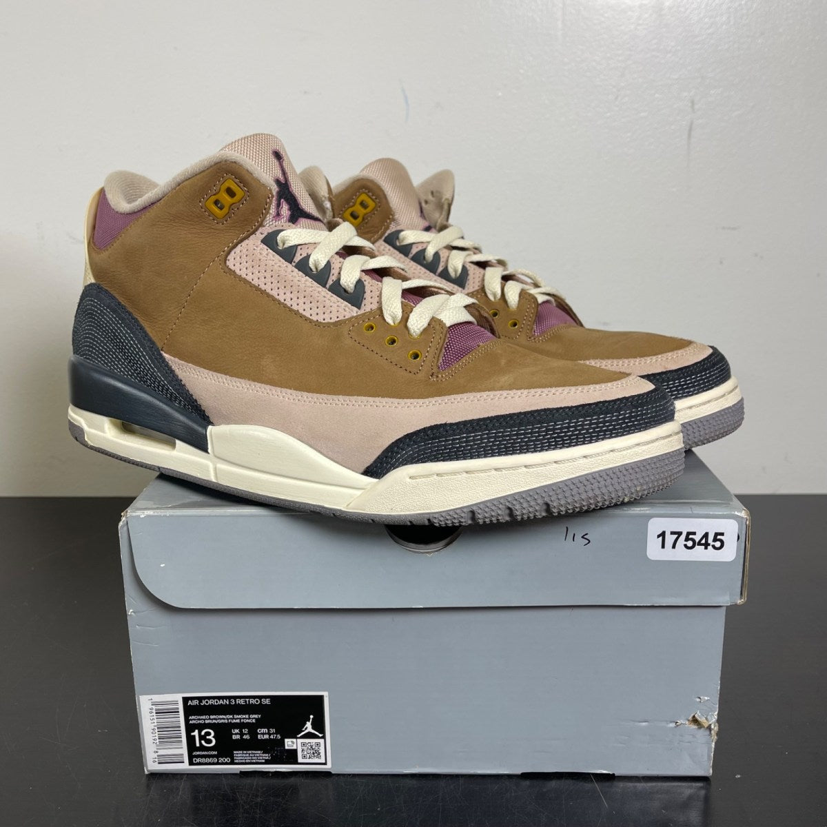 Jordan 3 Retro Winterized Archaeo Brown 13 (Moderately Worn Pre-Owned)JordanArchaeo Brown/Dark Smoke Grey-Fossil Stone-Light Bordeaux-Cement Grey - Image 1