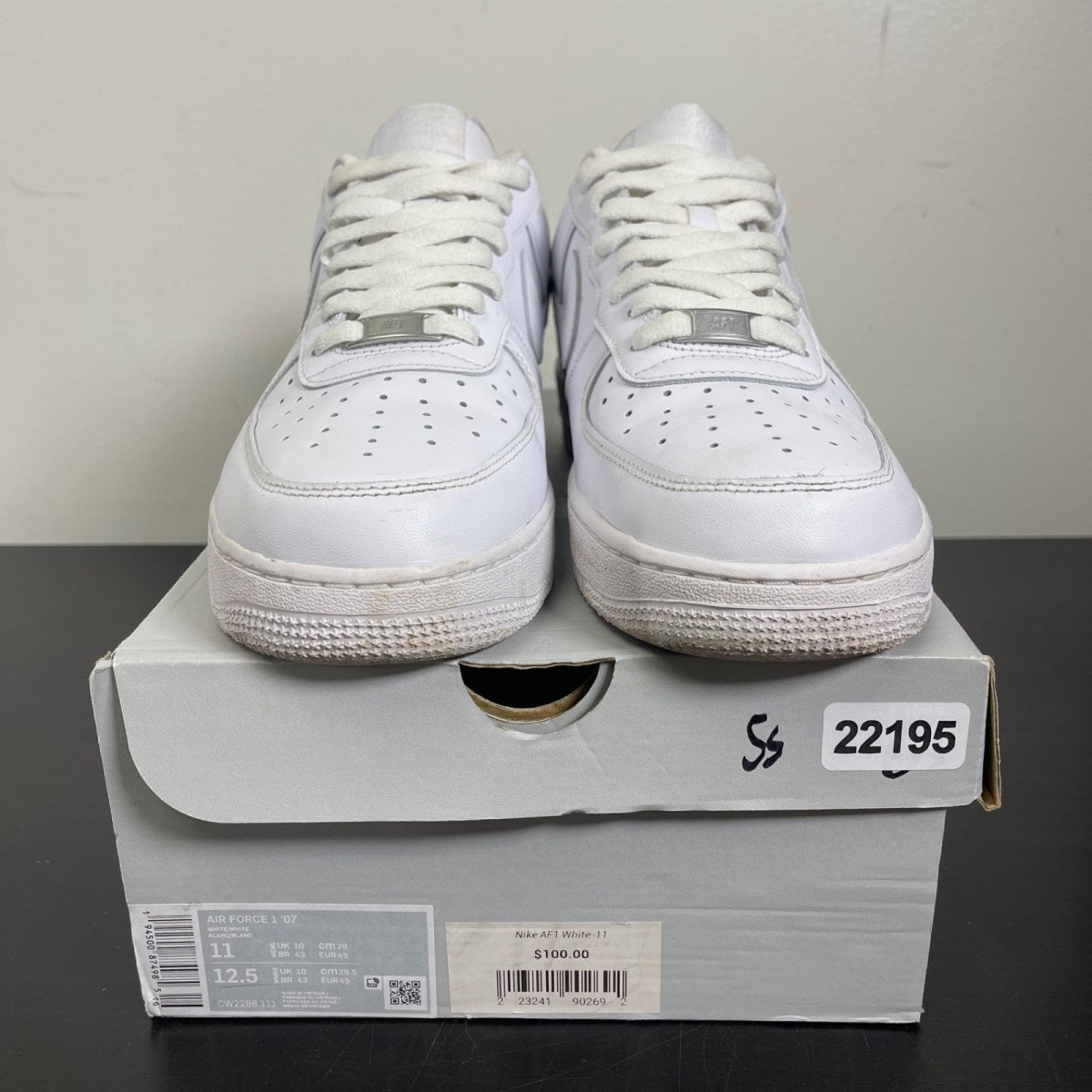 Nike Air Force 1 Low '07 White 11 (Moderately Worn Pre-Owned)NikeWhite/White - Image 2