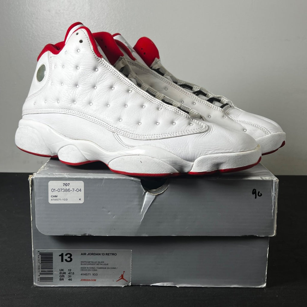 Jordan 13 Retro Alternate History of Flight 13 (Heavily Worn Pre-Owned)JordanWhite/Metallic Silver-University Red - Image 1