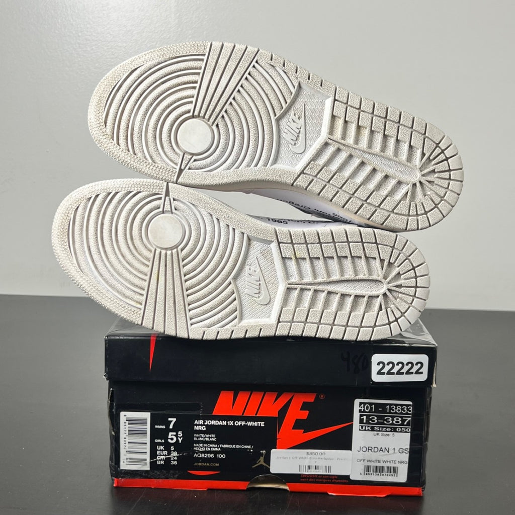 Jordan 1 Retro High Off-White Euro (GS) 7Y (Lightly Worn Pre-Owned)JordanWhite/White - Image 5