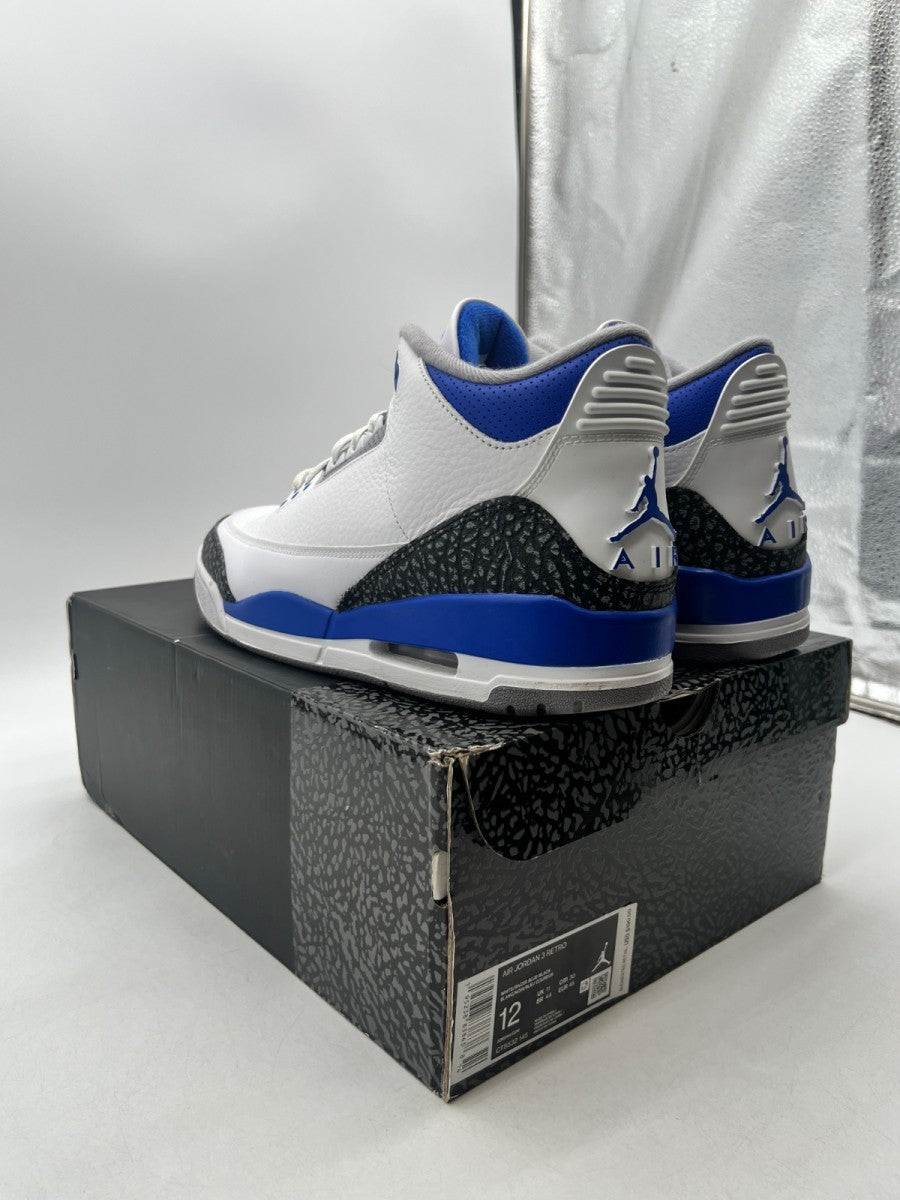 Jordan 3 Retro Racer Blue 12 (Moderately Worn Pre-Owned)JordanWhite/Black-Cement Grey-Racer Blue - Image 4