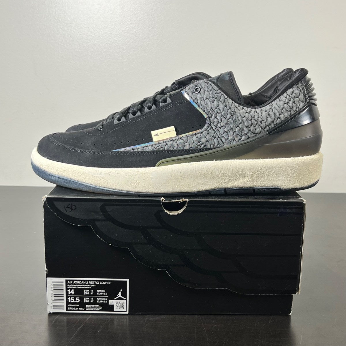 Jordan 2 Retro Low Responsibility 14 (New Pre-Owned)JordanBlack/Anthracite-Smoke Grey-Muslin - Image 3