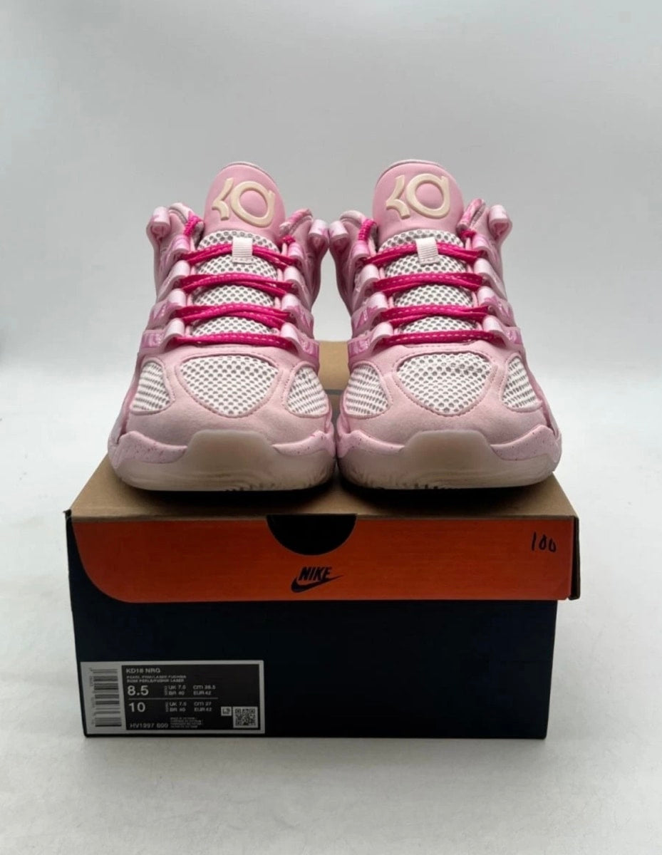 Nike KD 18 Aunt Pearl 8.5 (Moderately Worn Pre-Owned)NikePearl Pink/Laser Fuchsia/Tulip Pink/Playful Pink/Pink Foam/Glacier Blue - Image 2