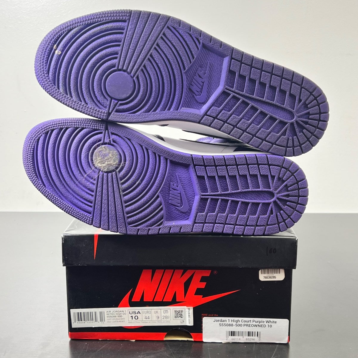 Jordan 1 Retro High Court Purple White 10 (Lightly Worn Pre-Owned)JordanCourt Purple/White-Black - Image 6
