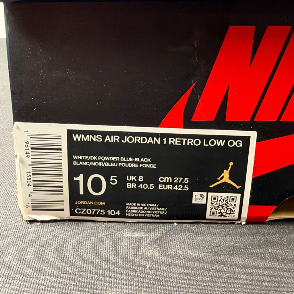 Jordan 1 Retro Low OG Black Dark Powder Blue (Women's) (Size 10.5W) - Image 6