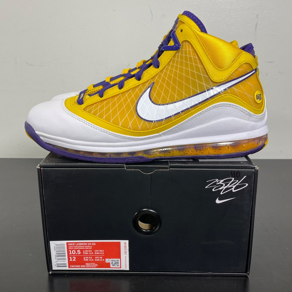 Nike LeBron 7 Media Day 10.5 (Moderately Worn Pre-Owned)NikeCourt Purple/White-Amarillo - Image 3