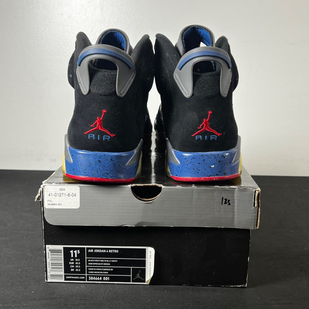 Jordan 6 Retro Pistons 11.5 (Heavily Worn Pre-Owned)JordanBlack/Varsity Red-True Blue-Light Graphite - Image 5