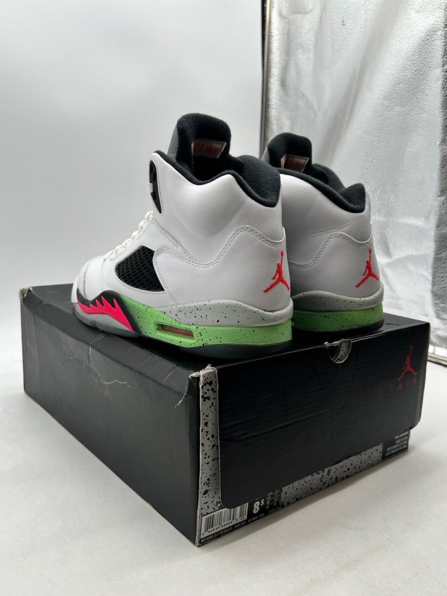 Jordan 5 Retro Poison Green 8.5 (Moderately Worn Pre-Owned)JordanWhite/Infrared 23-Light Poison Green-Black - Image 6