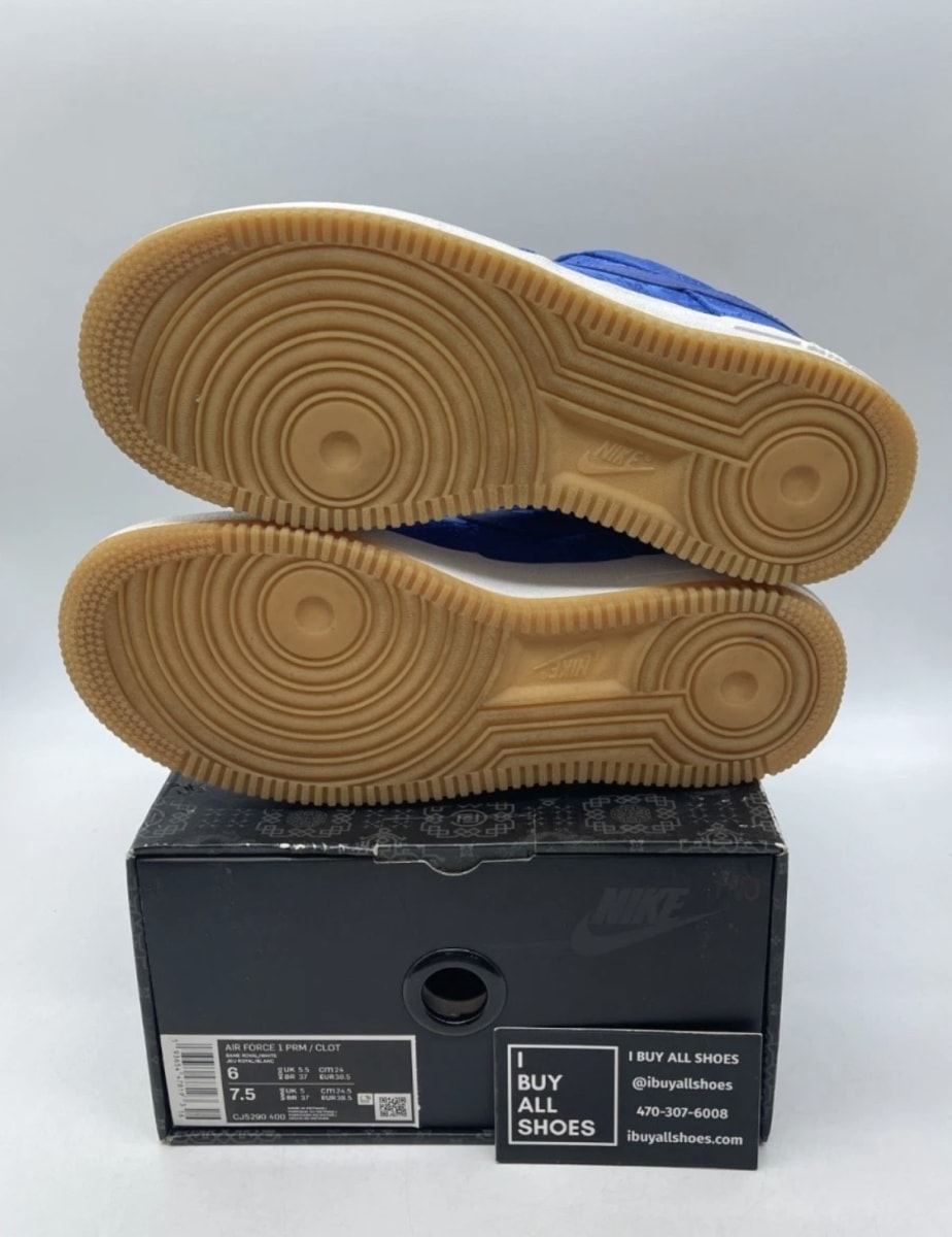 Nike Air Force 1 Low CLOT Blue Silk 6 (Moderately Worn Pre-Owned)NikeUniversity Blue/White-Gum - Image 7