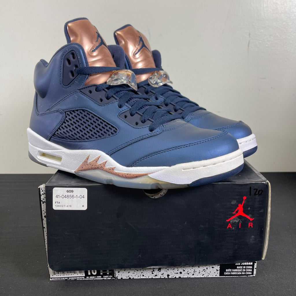 Jordan 5 Retro Bronze 10 (Moderately Worn Pre-Owned)JordanObsidian/White-Metallic Red Bronze-Bright Grape - Image 1