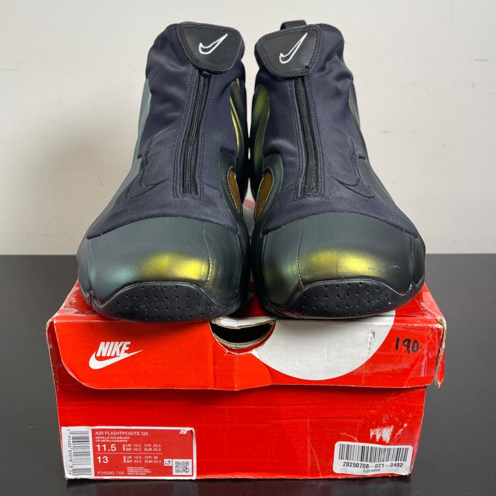 Nike Air Flightposite Metallic Gold (2024) 11.5 (Moderately Worn Pre-Owned)NikeMetallic Gold/Black/Metallic Silver/White/Black - Image 2