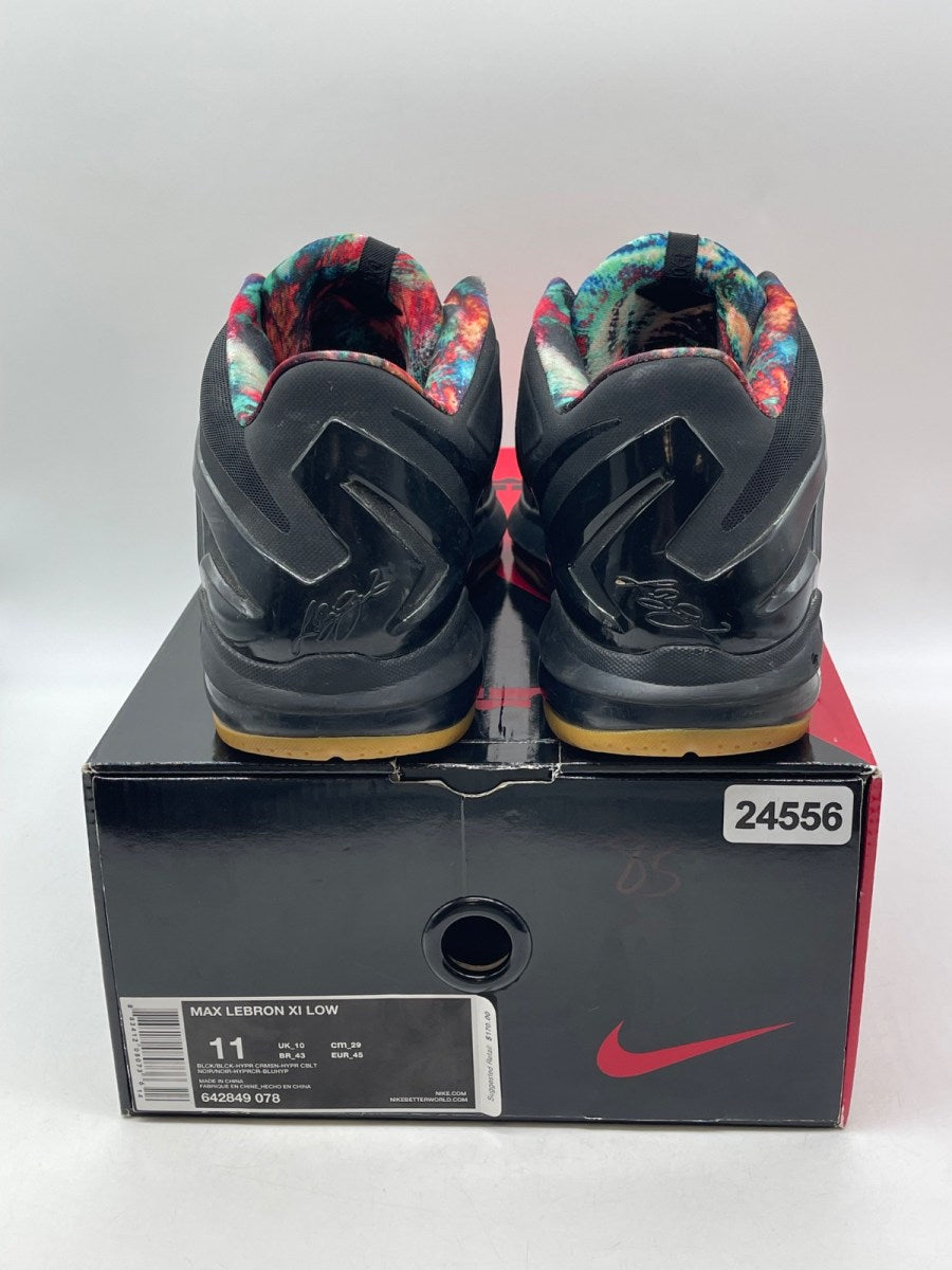 Nike LeBron 11 Low Black Gum 11 (Moderately Worn Pre-Owned)NikeBlack/Hyper Crimson-Hyper Cobalt-Metallic Gold - Image 3