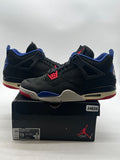 Jordan 4 Retro Rare Air (White Lettering) 13 (Lightly Worn Pre-Owned)JordanBlack/Fire Red/Deep Royal Blue/Dark Smoke Grey/Tech Grey - Image 1