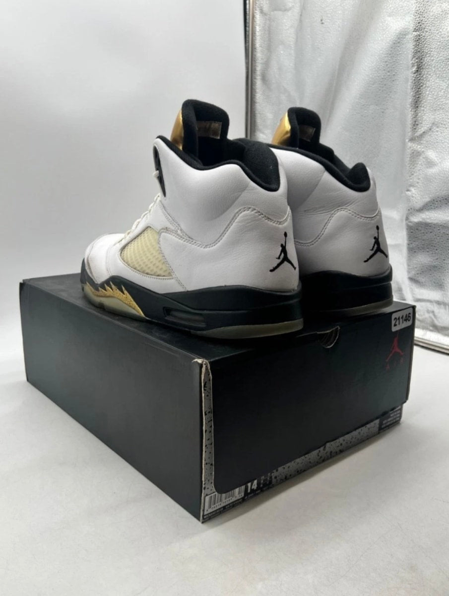 Jordan 5 Retro Olympic (2016) 14 (Heavily Worn Pre-Owned)JordanWhite/Black-Metallic Gold Coin - Image 4