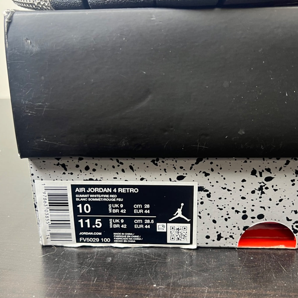 Jordan 4 Retro White Cement (2025) 10 (Lightly Worn Pre-Owned)JordanSummit White/Fire Red-Tech Grey-Black - Image 5