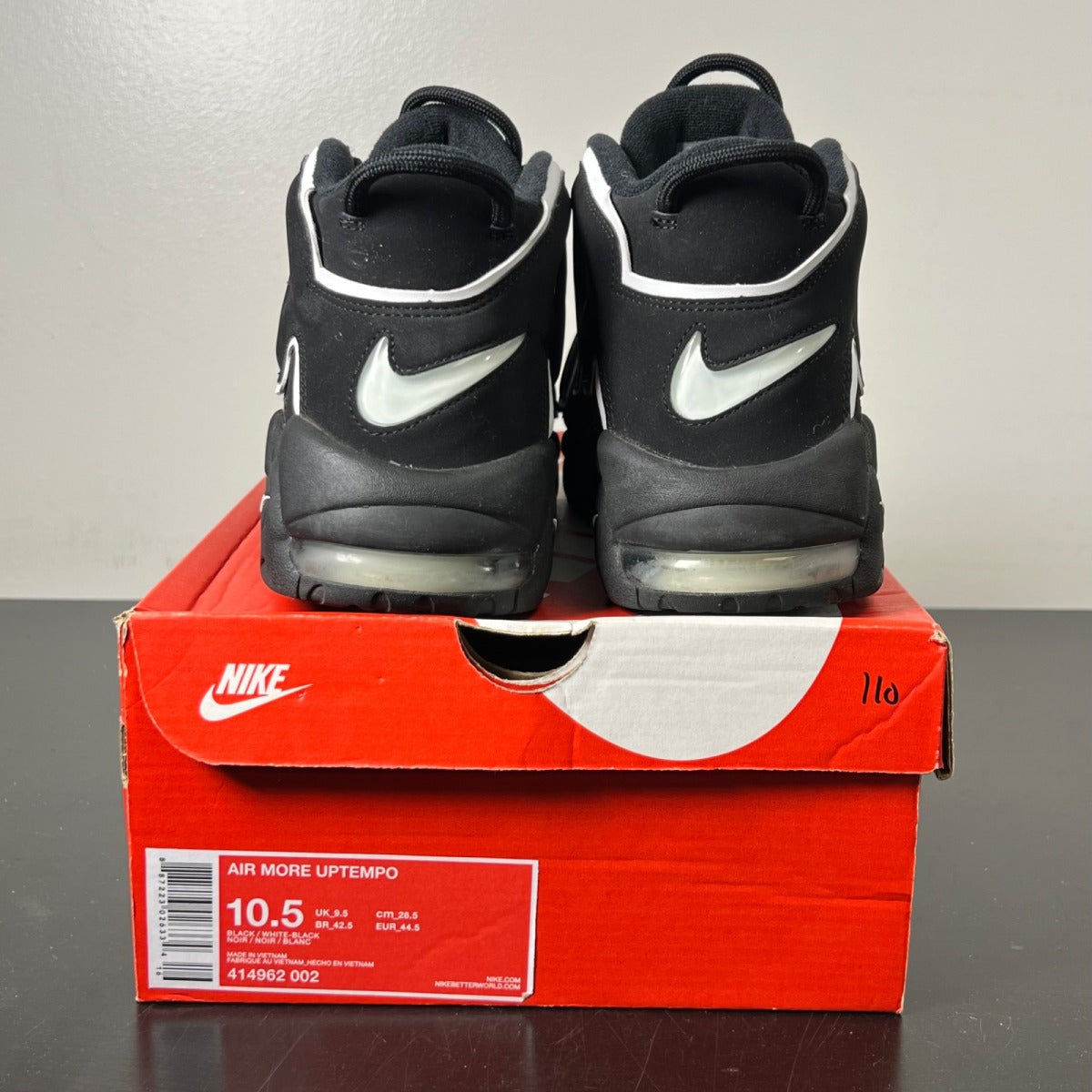 Nike Air More Uptempo Black White 10.5 (Lightly Worn Pre-Owned)NikeBlack/White - Image 5
