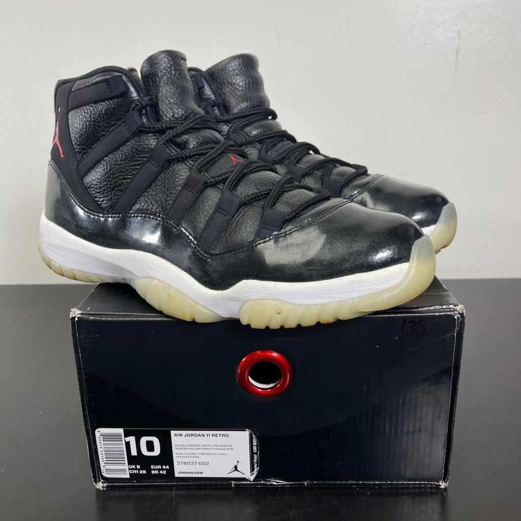 Jordan 11 Retro 72-10 10 (Moderately Worn Pre-Owned)JordanBlack/Gym Red-White-Anthracite - Image 1