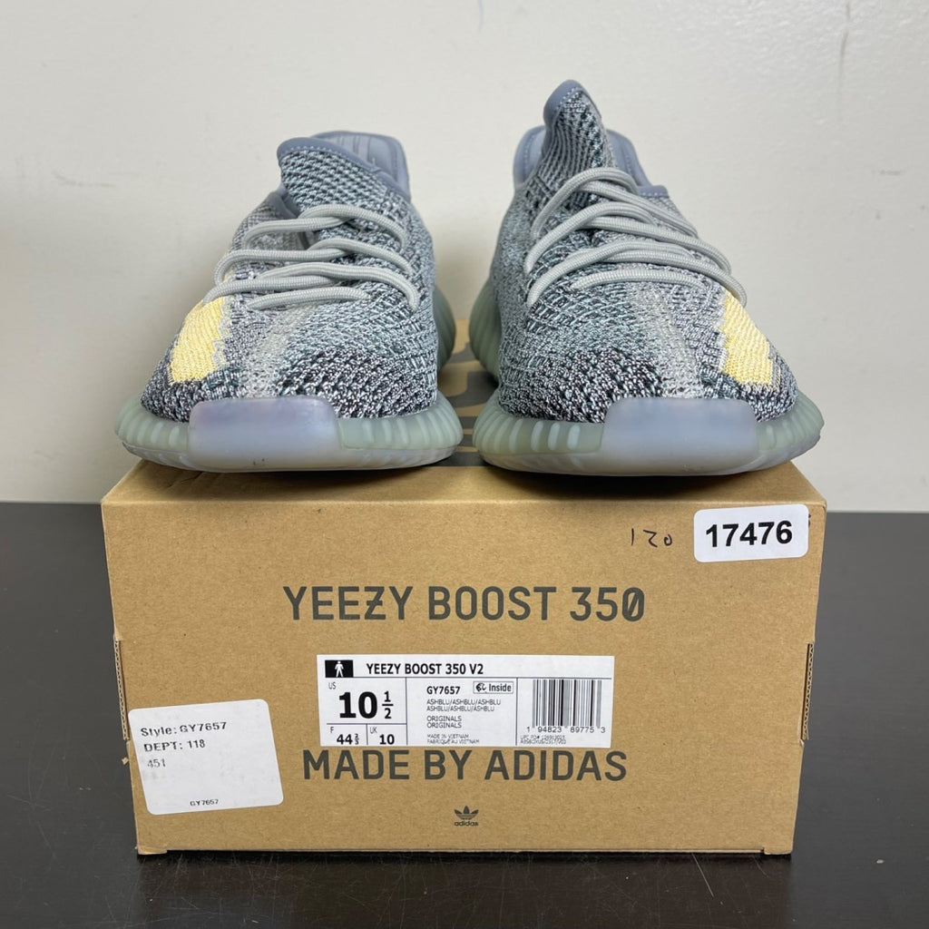 adidas Yeezy Boost 350 V2 Ash Blue 10.5 (Moderately Worn Pre-Owned)adidasAsh Blue/Ash Blue/Ash Blue - Image 2