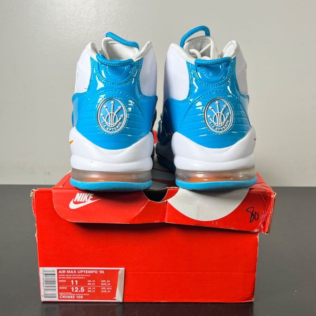 Nike Air Max Uptempo 95 Blue Fury 11 (Lightly Worn Pre-Owned)NikeWhite/Blue Fury-Canyon Gold - Image 5